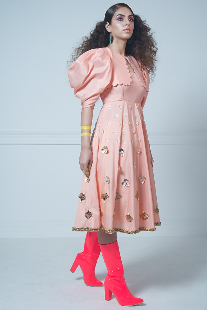 Pink Embellished Vacation Dress by Rishi & Vibhuti at Pernia's Pop Up Shop