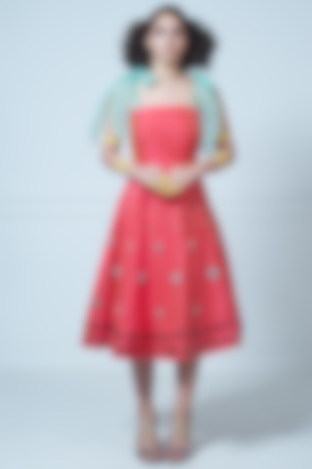 Pink Embellished Midi Vacation Dress by Rishi & Vibhuti at Pernia's Pop Up Shop