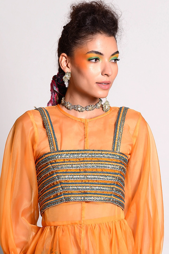 Ochre Tropical Printed Pant Set by Rishi & Vibhuti at Pernia's Pop Up Shop
