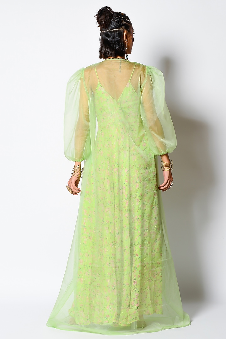 Mint Floral Printed Party Wear Anarkali Set by Rishi & Vibhuti at Pernia's Pop Up Shop