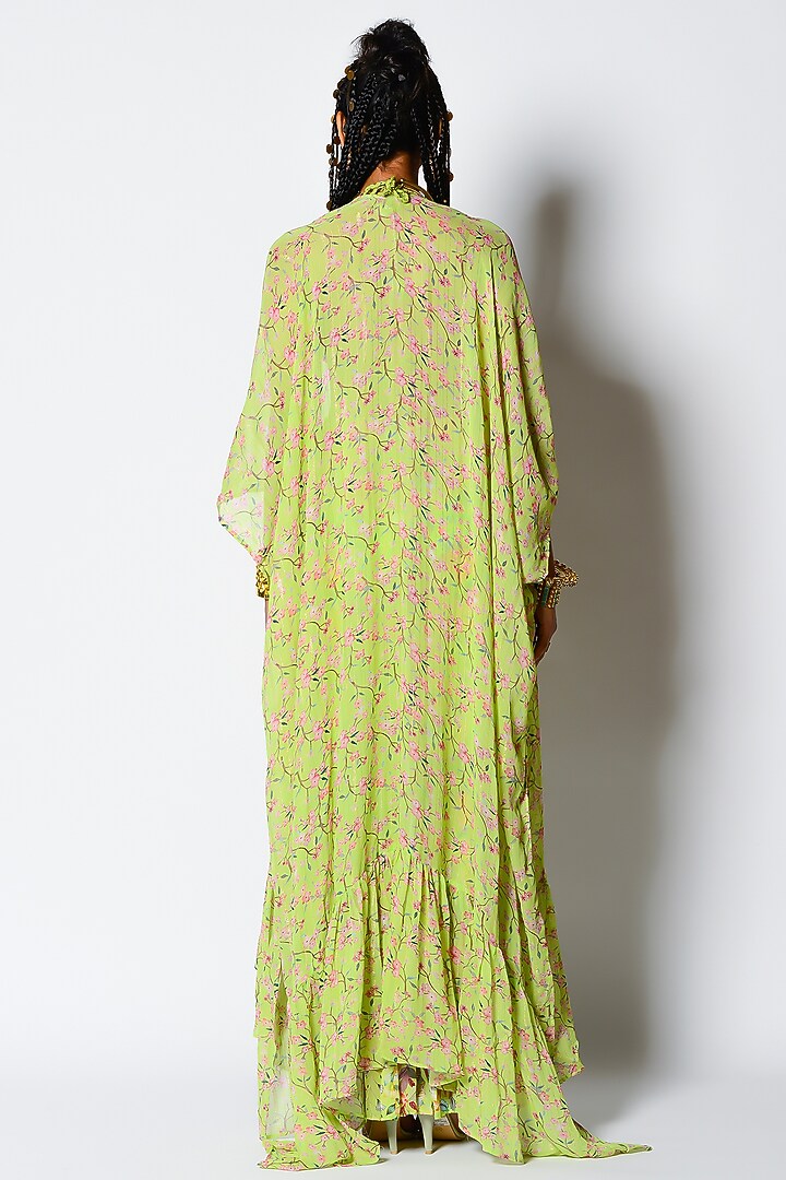 Mint Lurex Georgetet & Crepe Printed Gharara Set by Rishi & Vibhuti at Pernia's Pop Up Shop