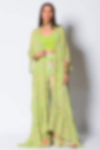 Mint Crepe Printed Pant Set by Rishi & Vibhuti at Pernia's Pop Up Shop