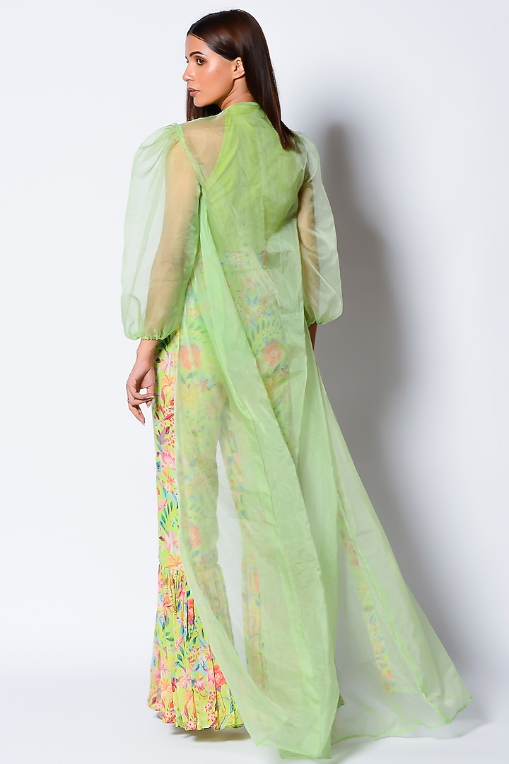 Lime Green Printed Pant Set by Rishi & Vibhuti at Pernia's Pop Up Shop