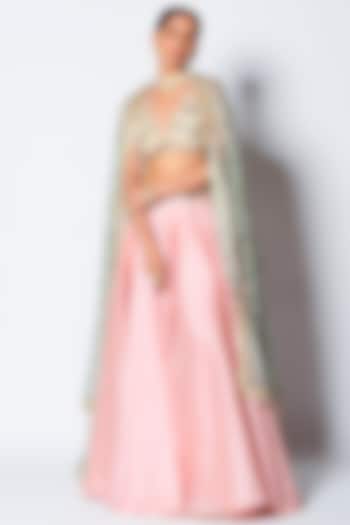 Dusty Pink Circular Skirt Set by Rishi & Vibhuti