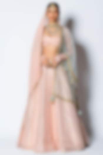 Peach Embroidered Wedding Lehenga Set by Rishi & Vibhuti at Pernia's Pop Up Shop