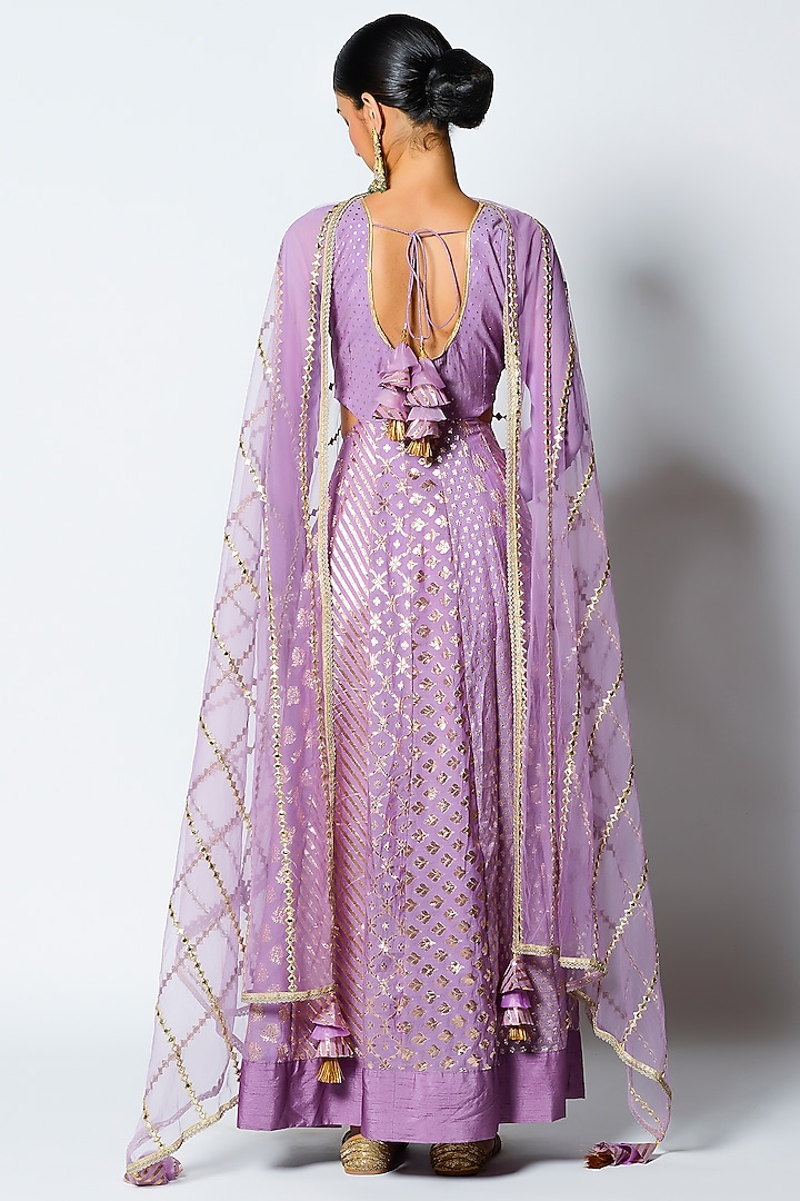 Lavender Embroidered Wedding Anarkali Set by Rishi & Vibhuti at Pernia's Pop Up Shop