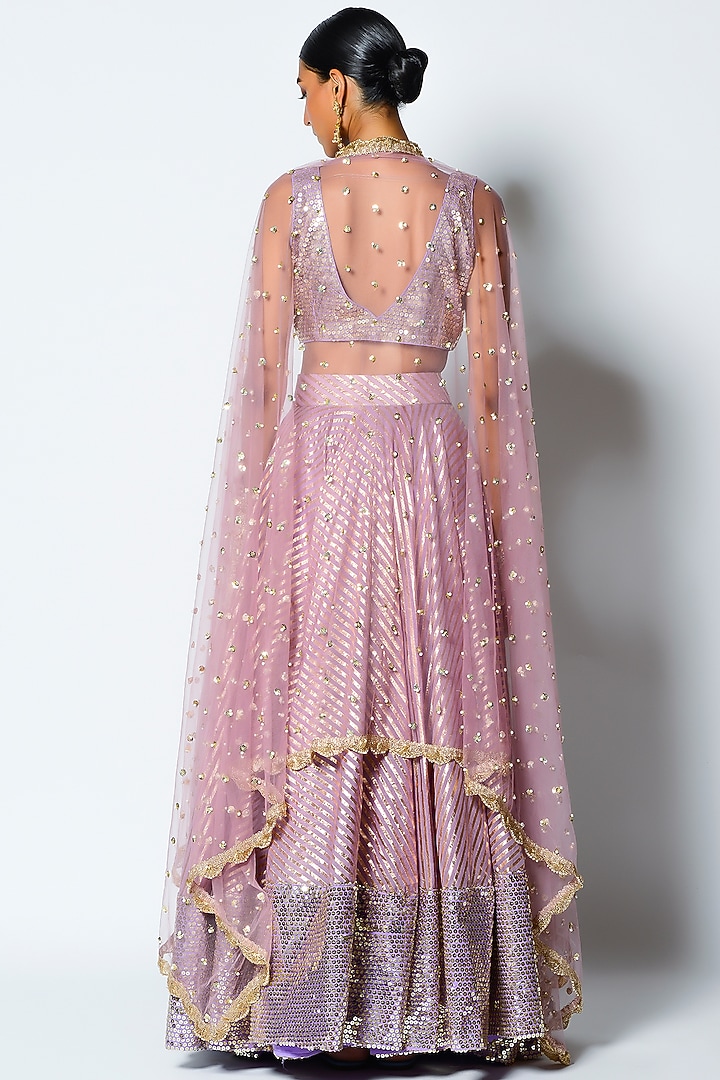 Lavender Embroidered Wedding Lehenga Set by Rishi & Vibhuti at Pernia's Pop Up Shop