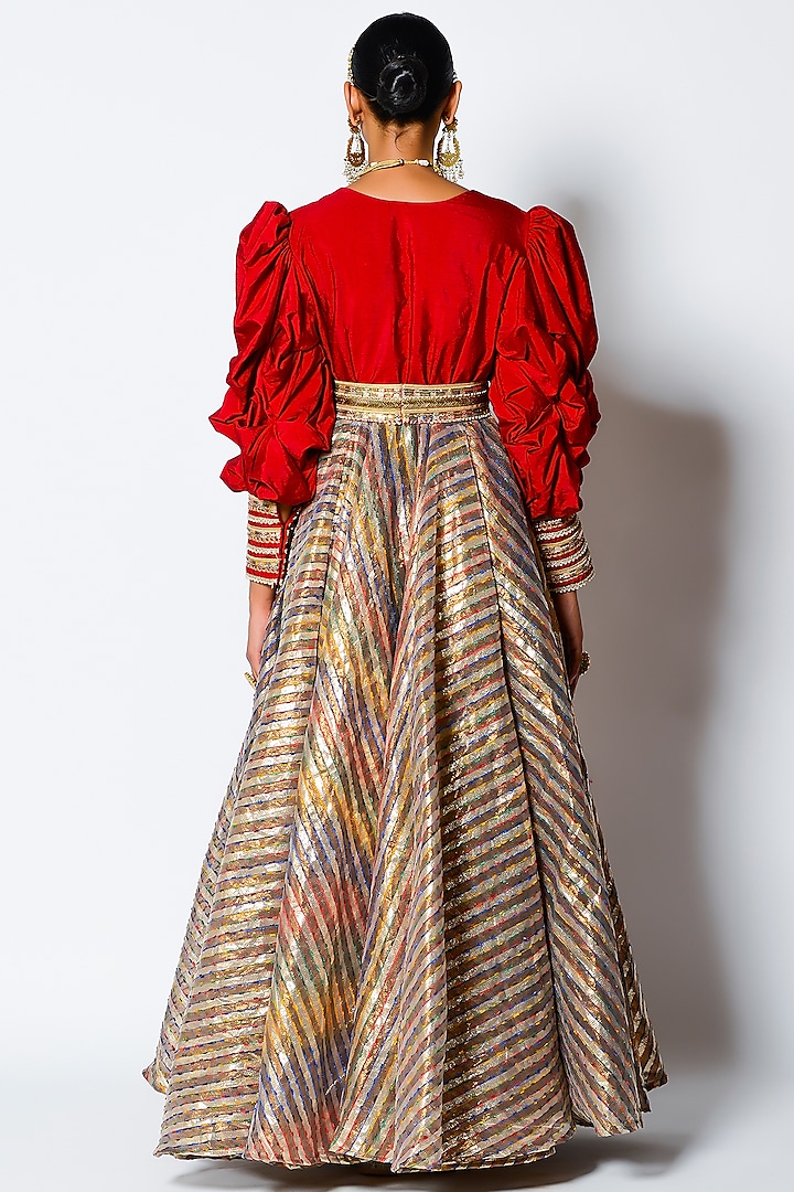 Multi-Colored Embroidered Gown by Rishi & Vibhuti at Pernia's Pop Up Shop