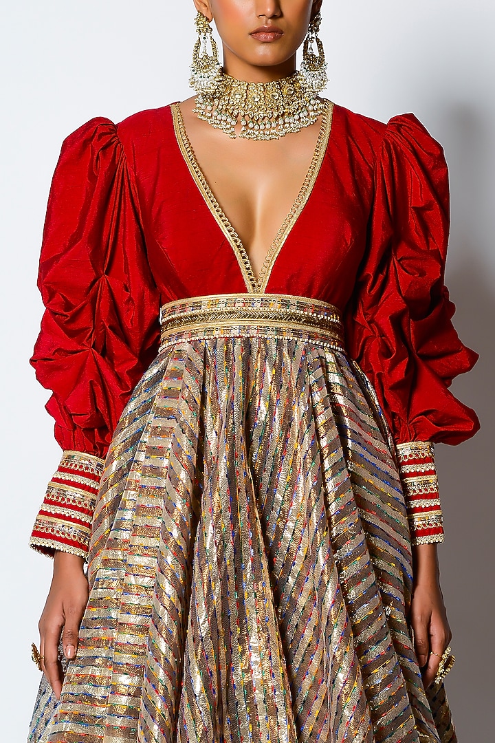 Multi-Colored Embroidered Gown by Rishi & Vibhuti at Pernia's Pop Up Shop