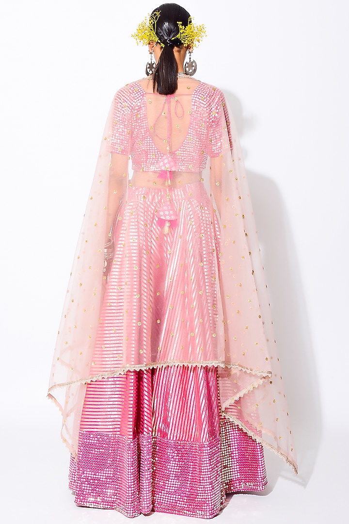 Hot Pink Embroidered Wedding Lehenga Set by Rishi & Vibhuti at Pernia's Pop Up Shop