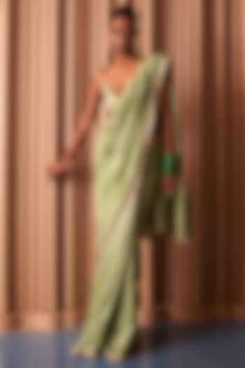 Mint Green Chiffon Wedding Saree Set by Rishi & Vibhuti at Pernia's Pop Up Shop