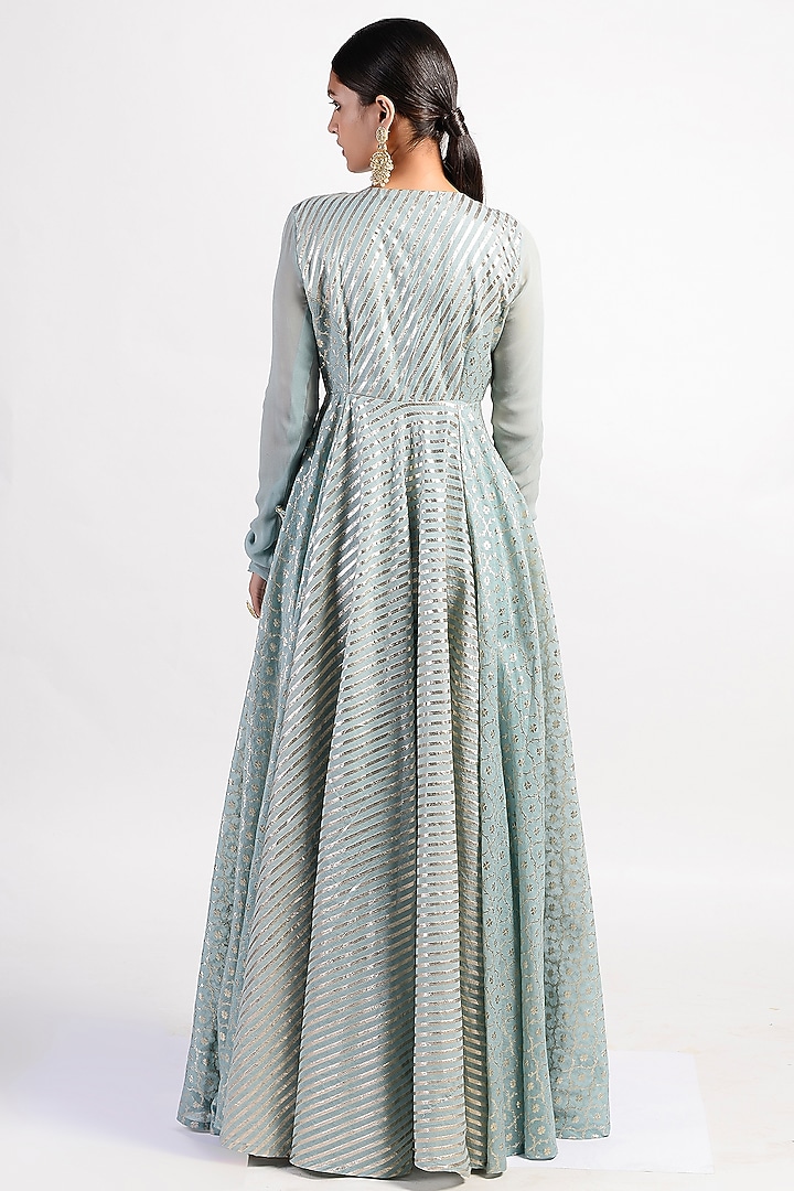 Leaf Green Wedding Anarkali Set by Rishi & Vibhuti at Pernia's Pop Up Shop
