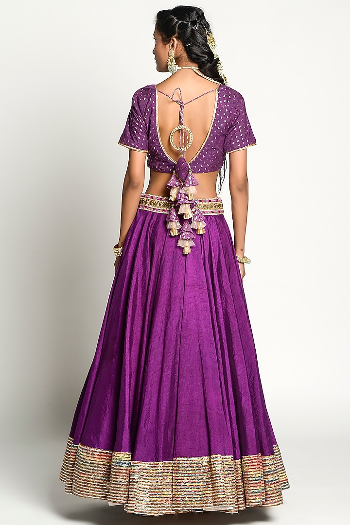 Cadmium Violet Embroidered Wedding Lehenga Set by Rishi & Vibhuti at Pernia's Pop Up Shop