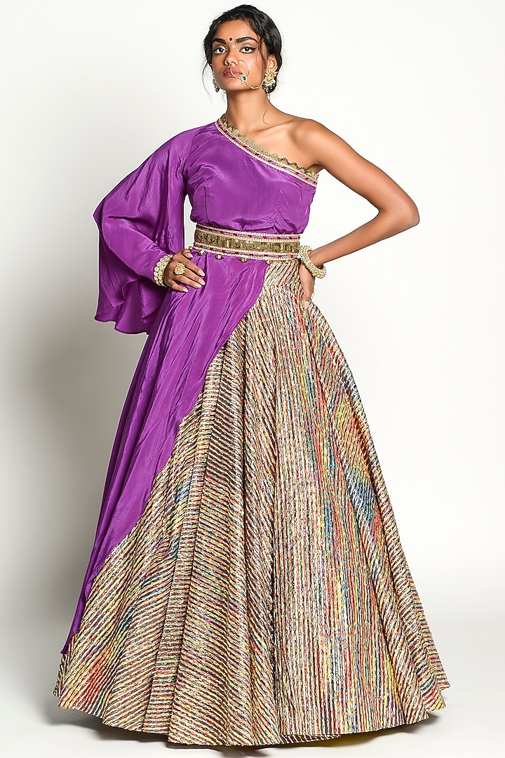 Beige Embroidered Wedding Lehenga Set by Rishi & Vibhuti at Pernia's Pop Up Shop