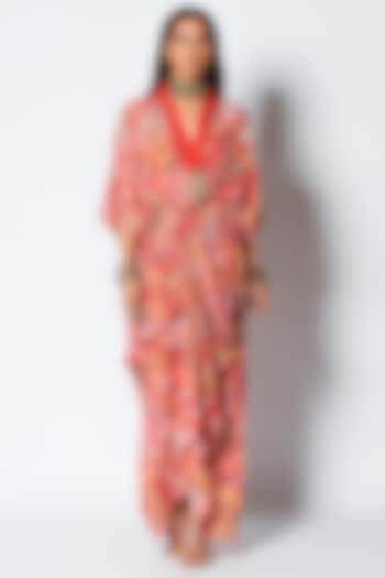 Paprika Red Printed Kaftan  by Rishi & Vibhuti at Pernia's Pop Up Shop