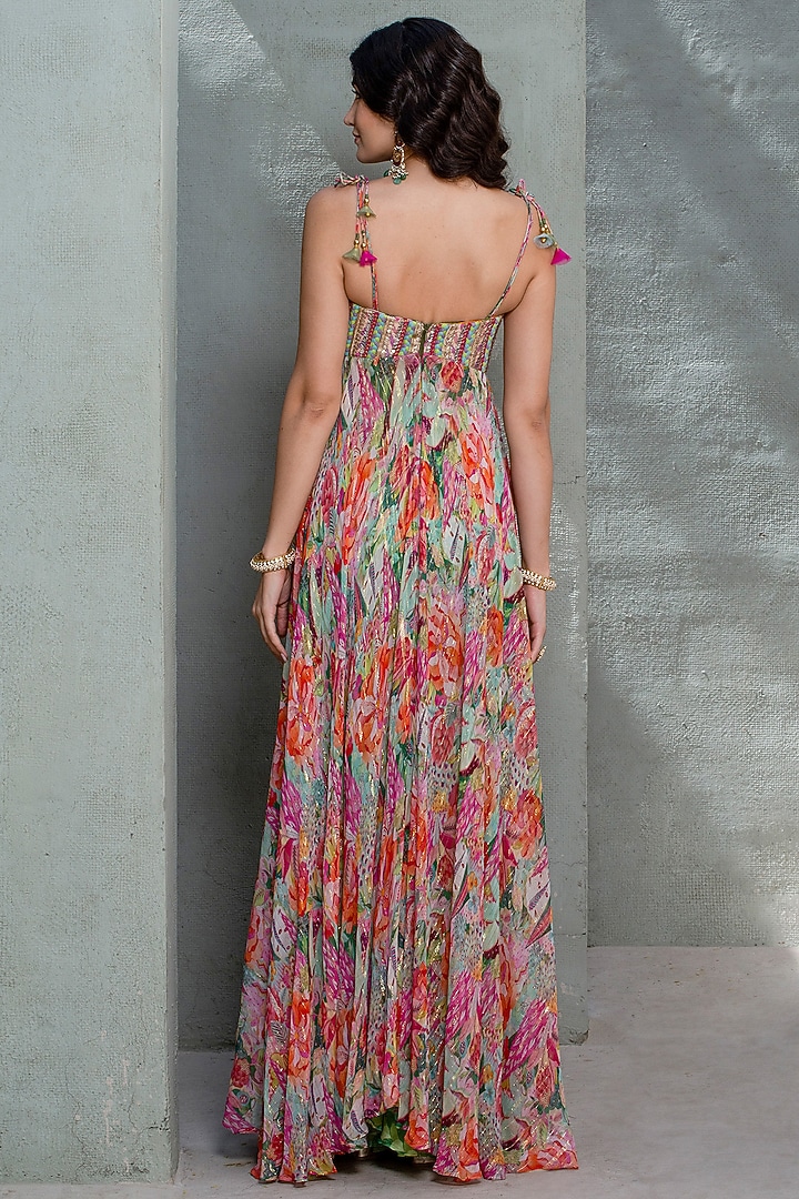 Multi-Colored Georgette & Crepe Printed Co-Ord Set by Rishi & Vibhuti at Pernia's Pop Up Shop