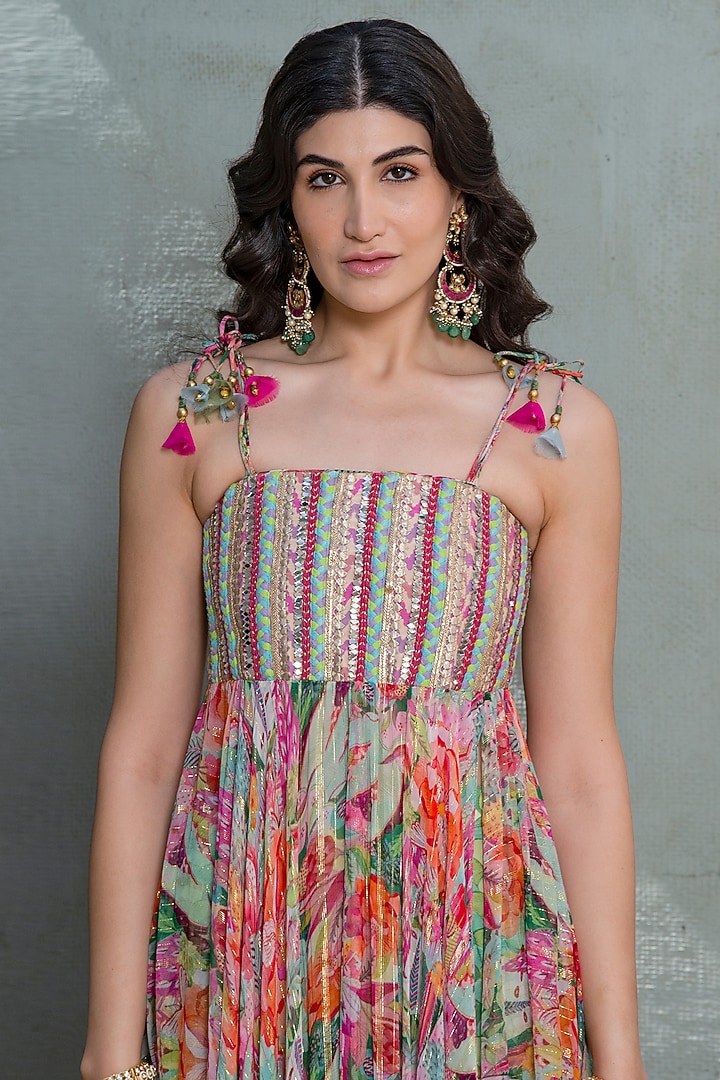 Multi-Colored Georgette & Crepe Printed Co-Ord Set by Rishi & Vibhuti at Pernia's Pop Up Shop