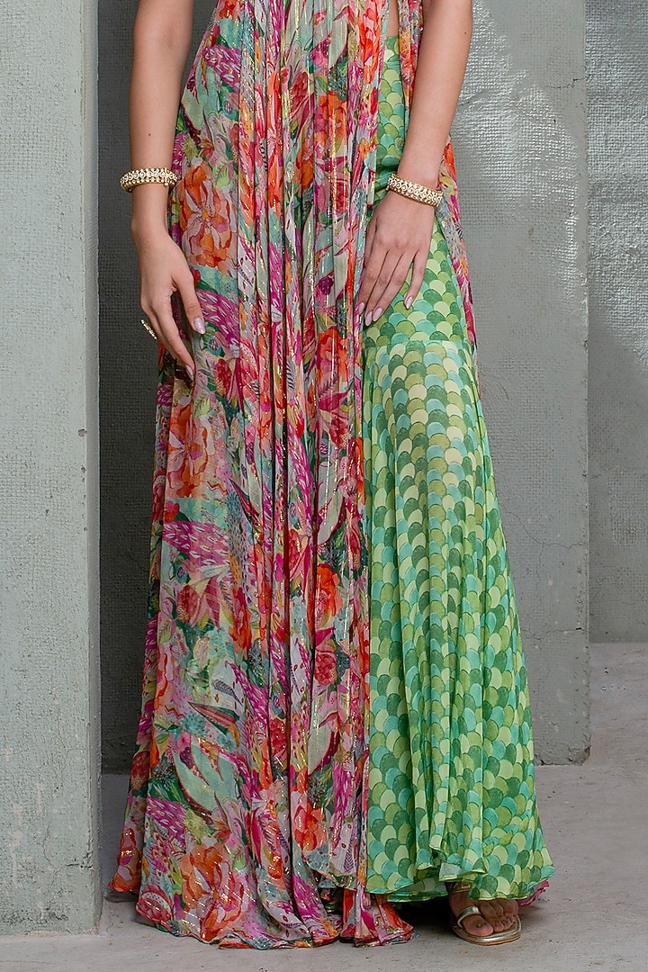 Multi-Colored Georgette & Crepe Printed Co-Ord Set by Rishi & Vibhuti at Pernia's Pop Up Shop