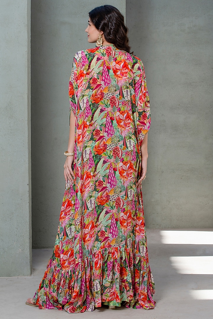 Multi-Colored Georgette & Crepe Printed Kaftan Set by Rishi & Vibhuti at Pernia's Pop Up Shop