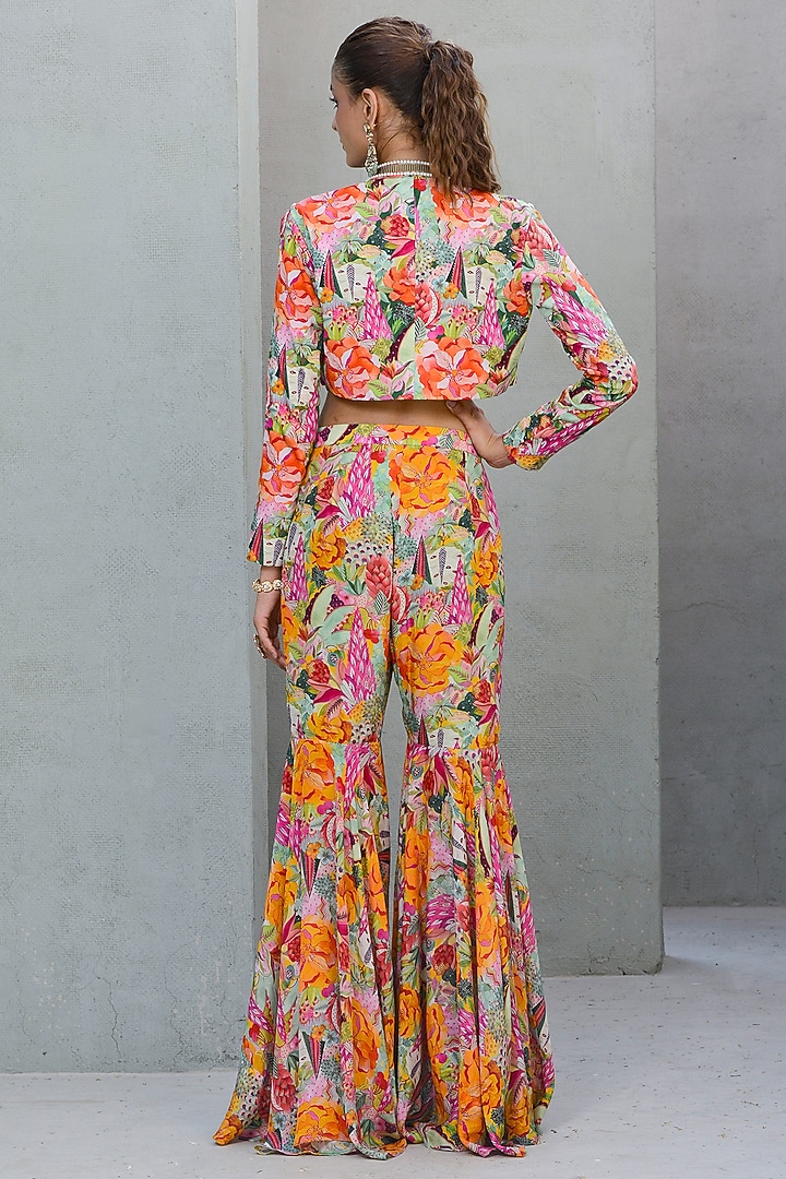 Multi-Colored Crepe Printed Jacket Set by Rishi & Vibhuti at Pernia's Pop Up Shop