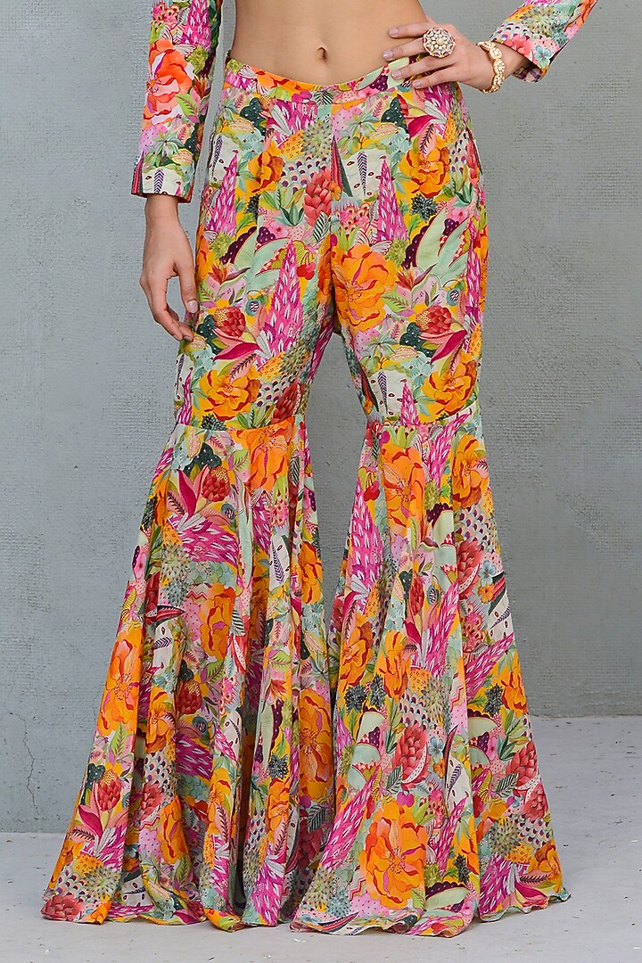 Multi-Colored Crepe Printed Jacket Set by Rishi & Vibhuti at Pernia's Pop Up Shop
