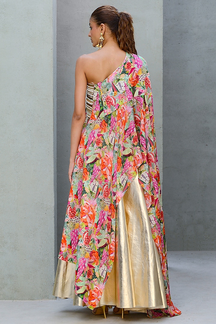 Multi-Colored Crepe & Vegan Leather Printed Co-Ord Set by Rishi & Vibhuti at Pernia's Pop Up Shop