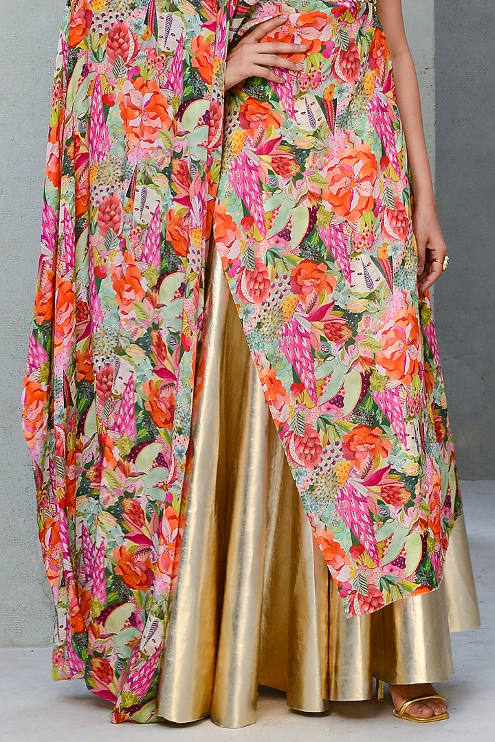 Multi-Colored Crepe & Vegan Leather Printed Co-Ord Set by Rishi & Vibhuti at Pernia's Pop Up Shop