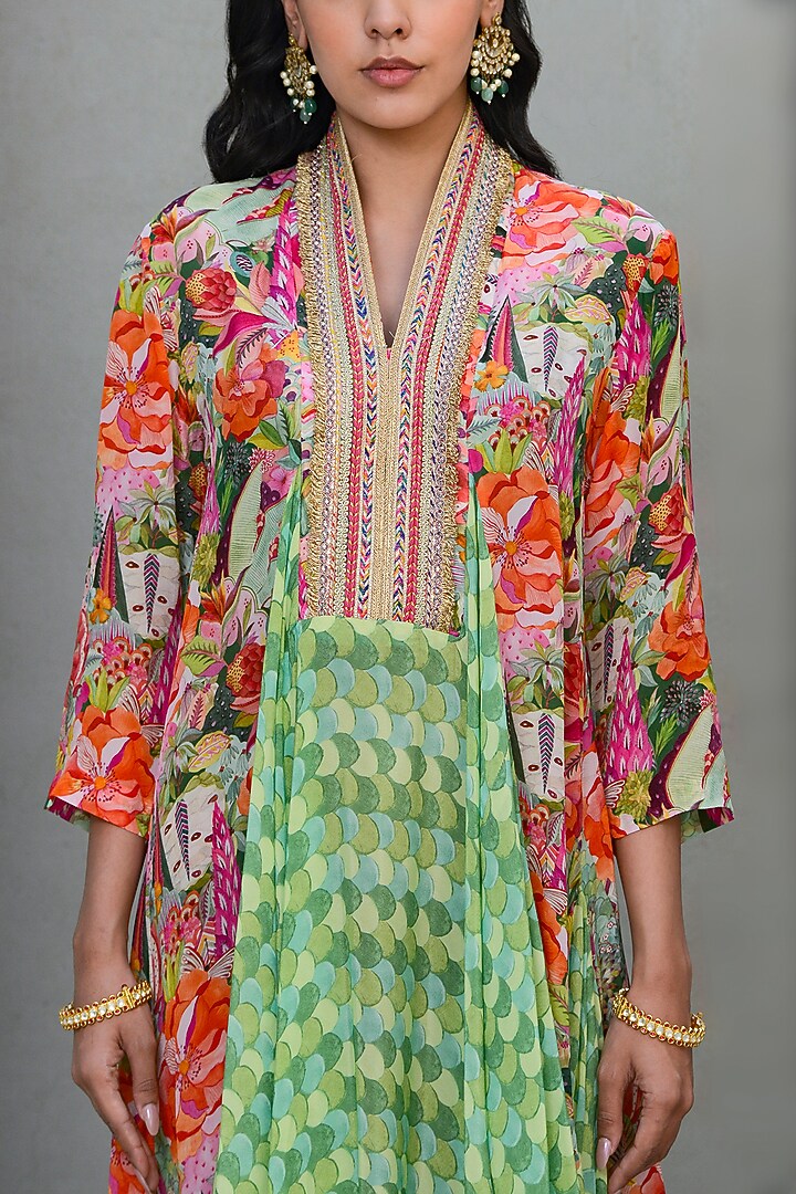 Multi-Colored Crepe Printed Kurta by Rishi & Vibhuti at Pernia's Pop Up Shop