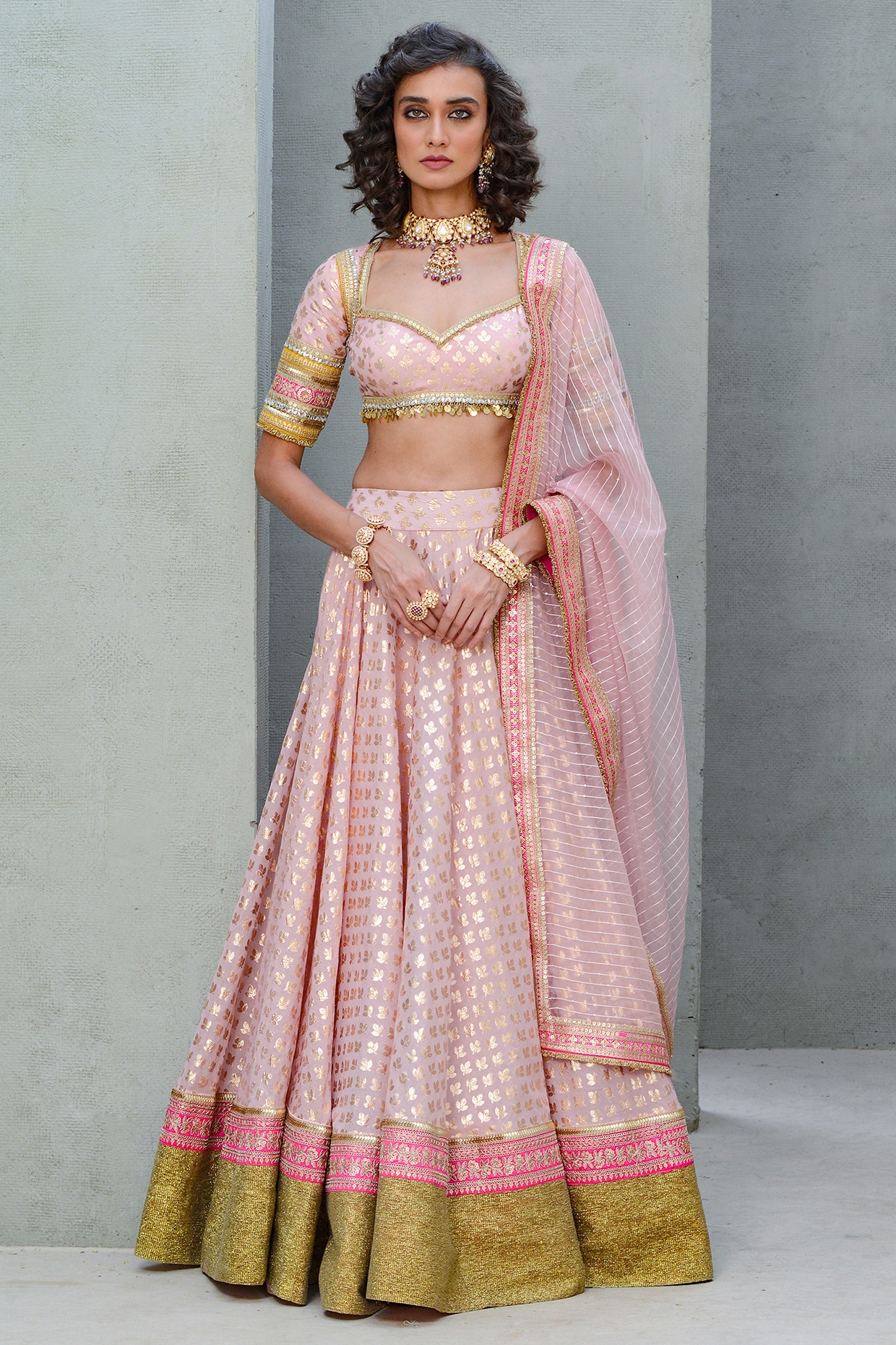 Blush Pink tulle Embroidered Lehenga set – FUELTHESTORE