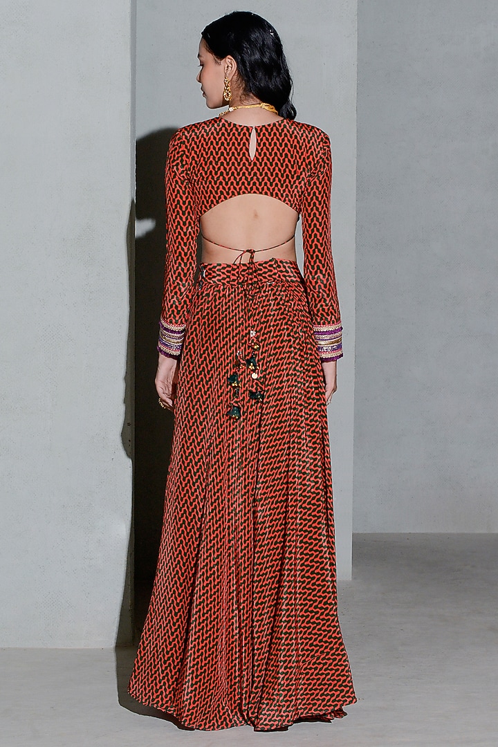 Red Crepe Wedding Lehenga Set by Rishi & Vibhuti at Pernia's Pop Up Shop