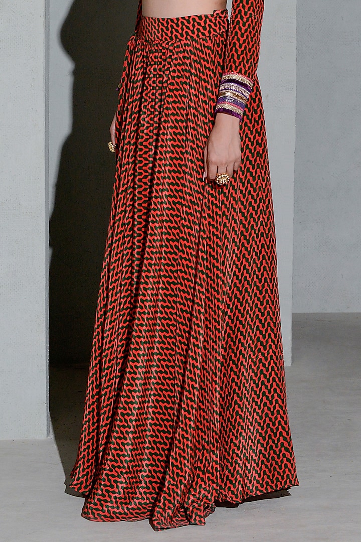 Red Crepe Wedding Lehenga Set by Rishi & Vibhuti at Pernia's Pop Up Shop