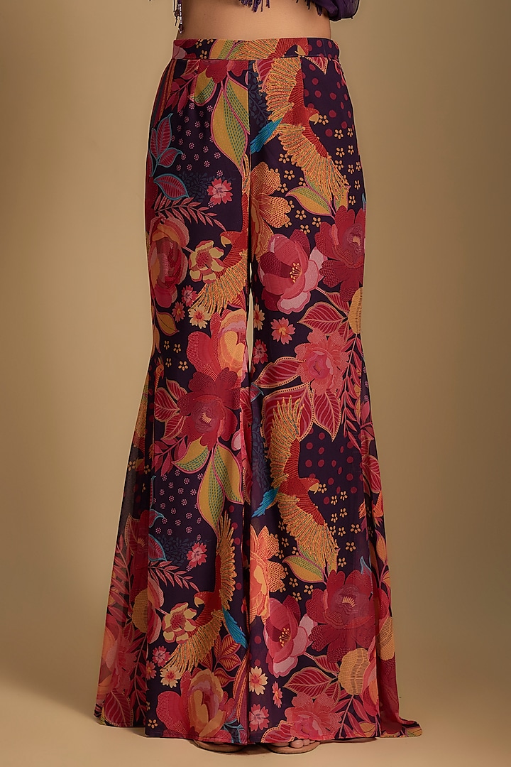 Purple Crepe Applique Embroidered Co-Ord Set by Rishi & Vibhuti at Pernia's Pop Up Shop