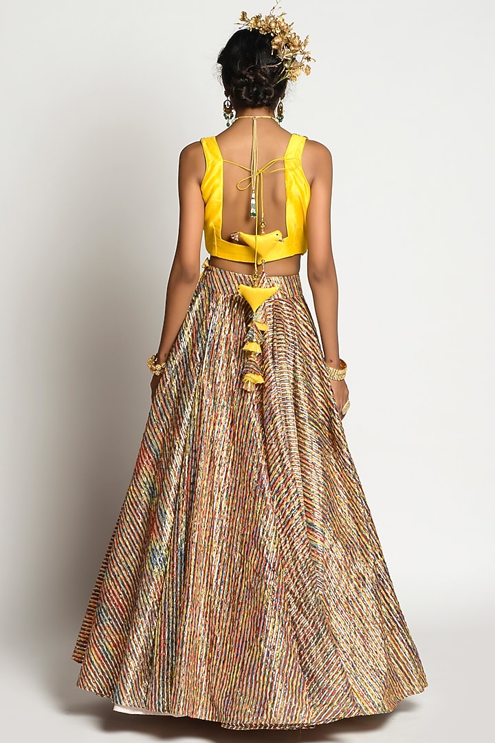 Multi Colored Dupion & Silk Skirt Set by Rishi & Vibhuti at Pernia's Pop Up Shop