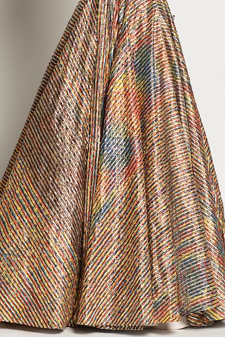 Multi Colored Dupion & Silk Skirt Set by Rishi & Vibhuti at Pernia's Pop Up Shop