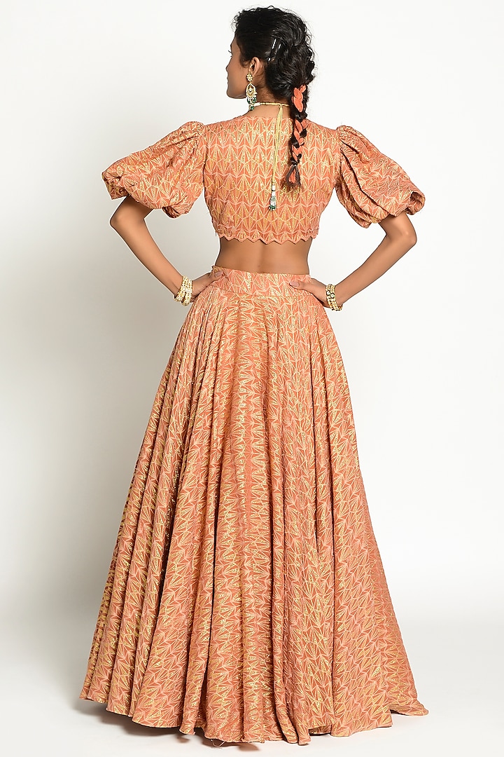Rust Beige Embellished Skirt Set by Rishi & Vibhuti at Pernia's Pop Up Shop