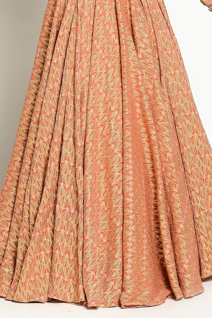 Rust Beige Embellished Skirt Set by Rishi & Vibhuti at Pernia's Pop Up Shop