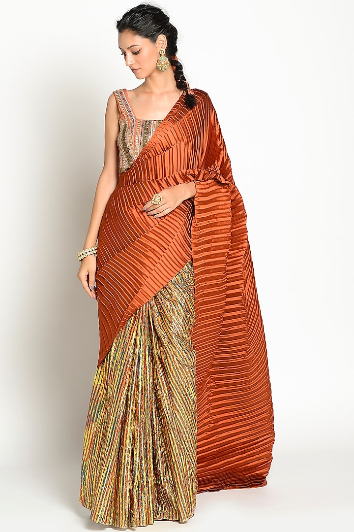 Multi Colored Half & Half Saree by Rishi & Vibhuti