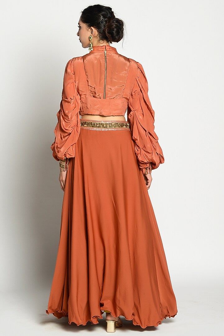 Rust Embellished Skirt Set by Rishi & Vibhuti at Pernia's Pop Up Shop