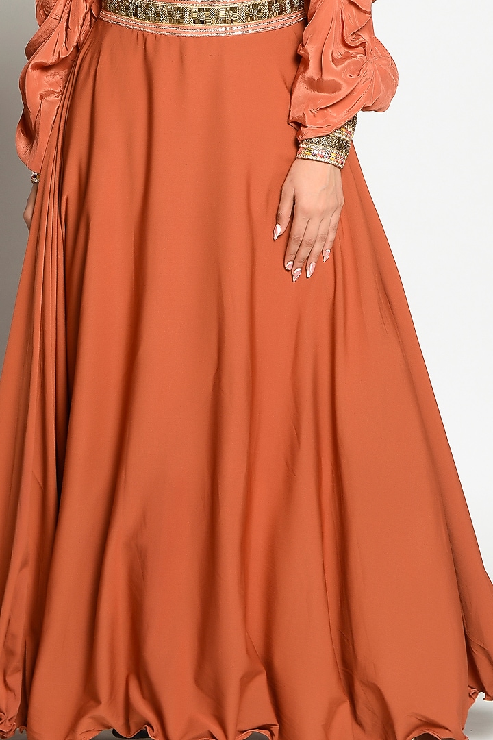 Rust Embellished Skirt Set by Rishi & Vibhuti at Pernia's Pop Up Shop