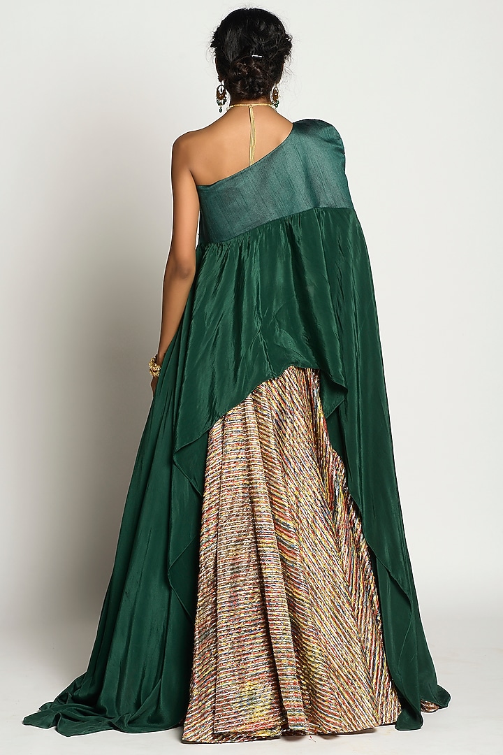 Multi-Colored Chanderi Jacket Wedding Lehenga Set by Rishi & Vibhuti at Pernia's Pop Up Shop