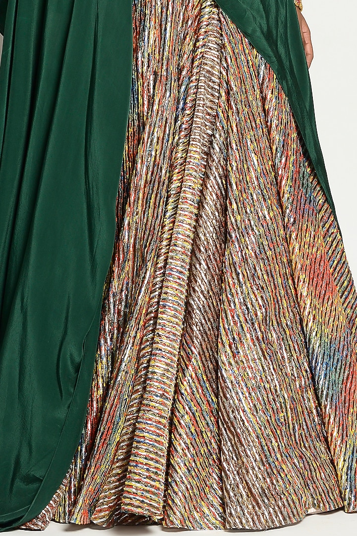 Multi-Colored Chanderi Jacket Wedding Lehenga Set by Rishi & Vibhuti at Pernia's Pop Up Shop