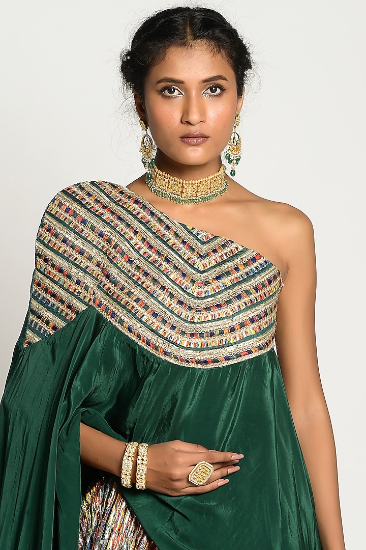 Multi-Colored Chanderi Jacket Wedding Lehenga Set by Rishi & Vibhuti at Pernia's Pop Up Shop