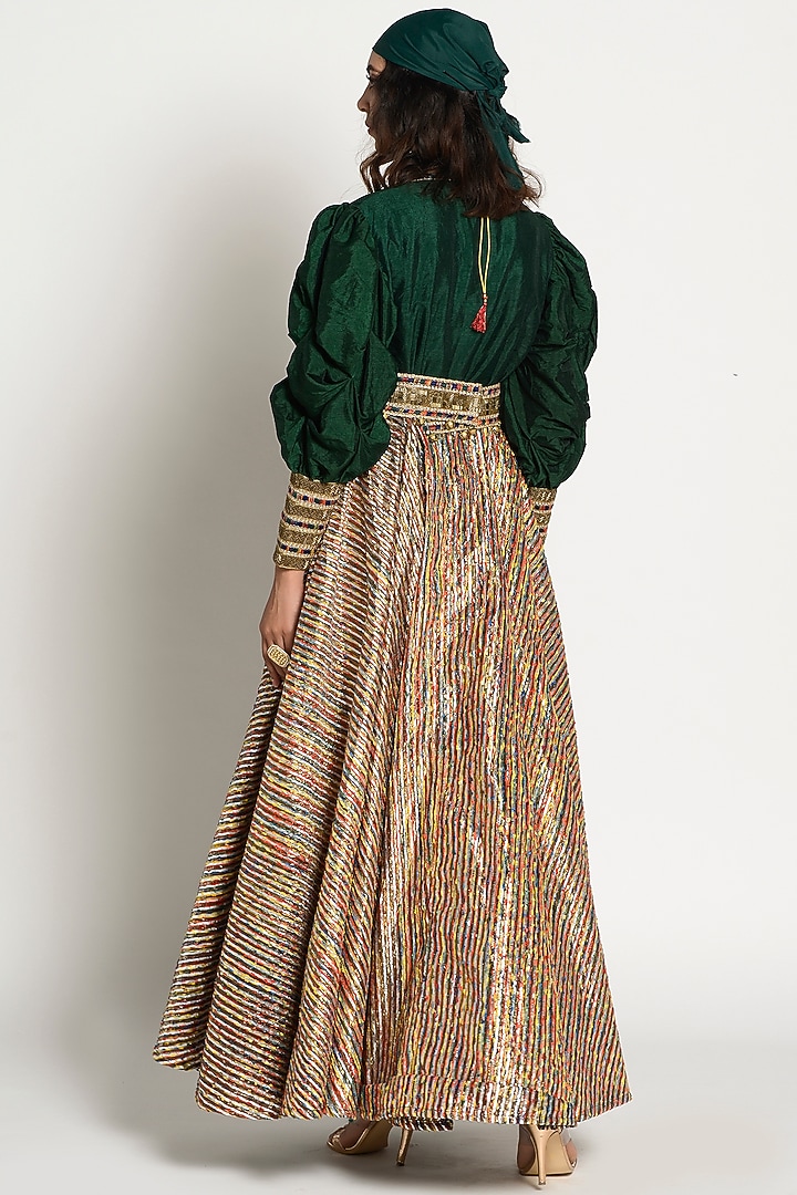Multi Colored Embellished Engagement Gown by Rishi & Vibhuti at Pernia's Pop Up Shop