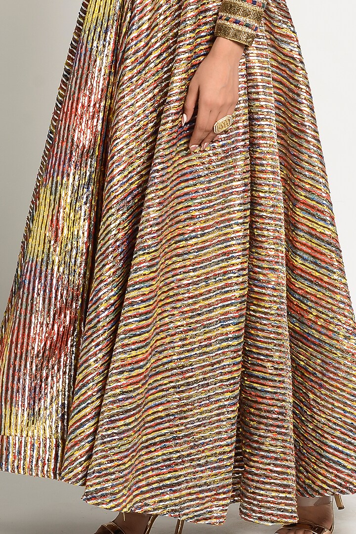 Multi Colored Embellished Engagement Gown by Rishi & Vibhuti at Pernia's Pop Up Shop