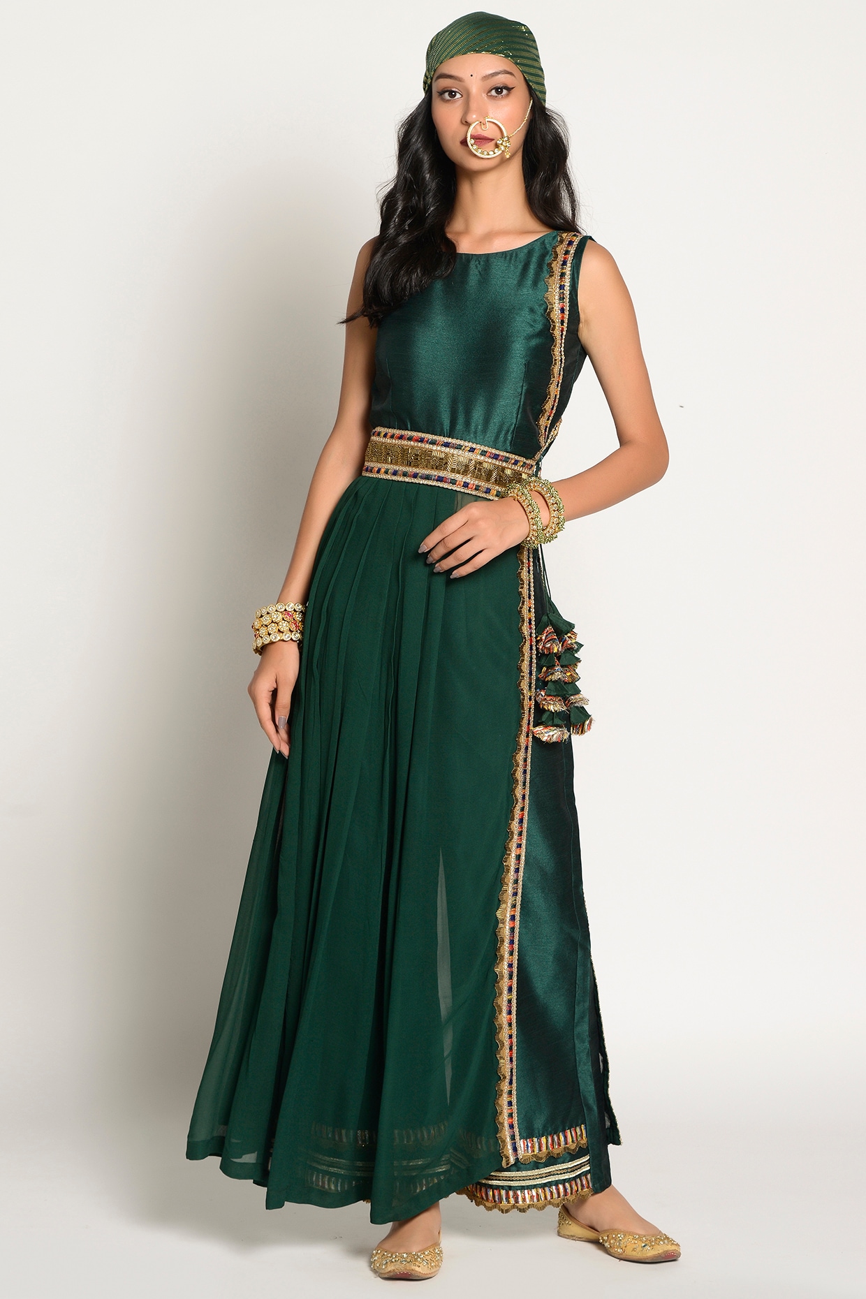 slim fit dress slacks Bottle Green Pakistani Dress with Embroidery Online 2022 – Nameera by Farooq main image 0