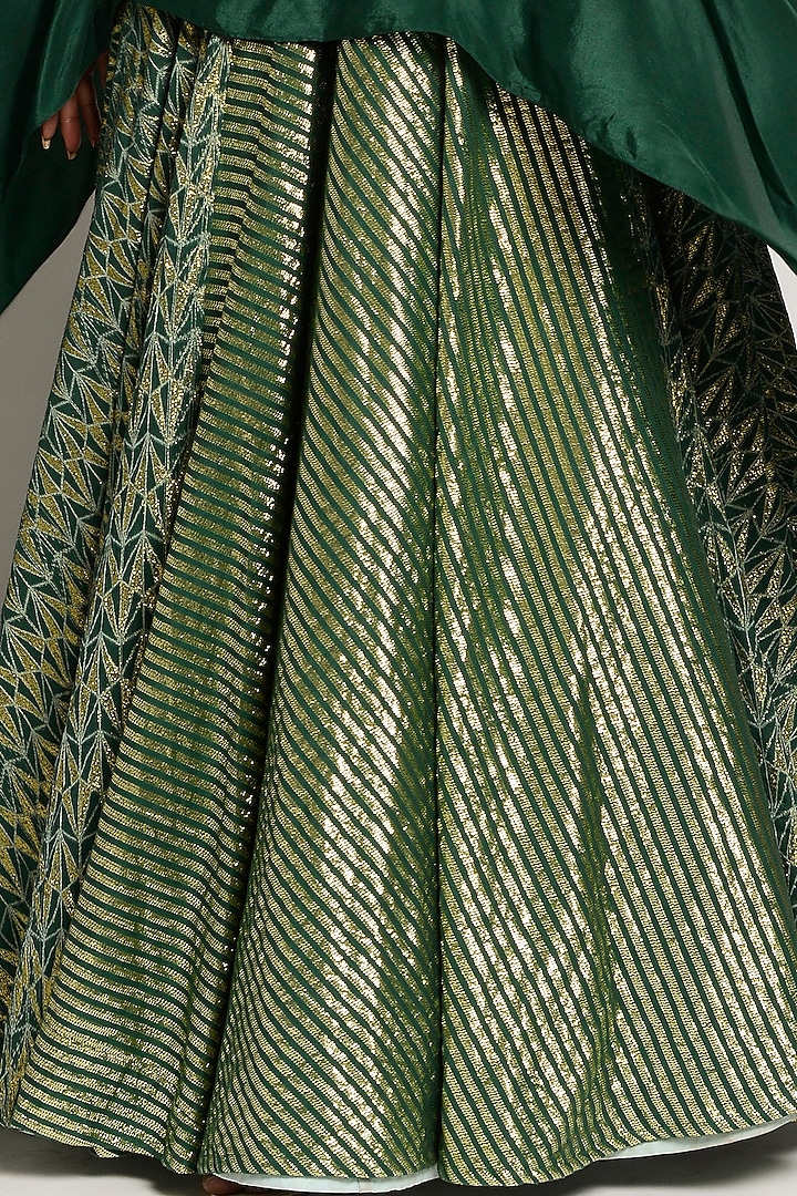 Emerald Green Chanderi Wedding Lehenga Set by Rishi & Vibhuti at Pernia's Pop Up Shop
