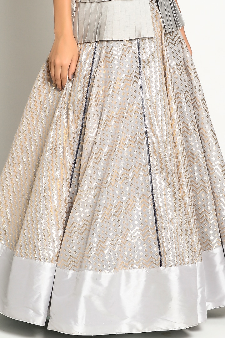 Dusty Grey Paneled Skirt Set by Rishi & Vibhuti at Pernia's Pop Up Shop