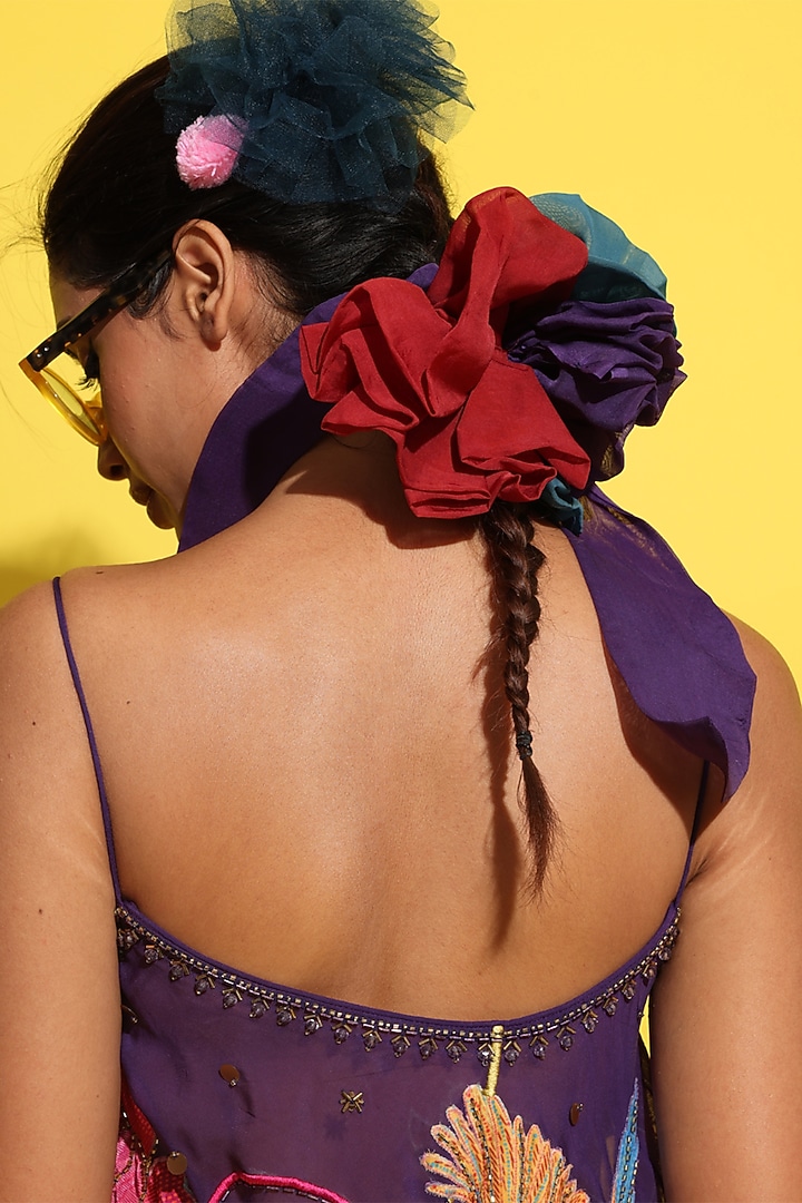 Purple Organza & Crepe Hand Embellished Cape Set by Rishi & Vibhuti at Pernia's Pop Up Shop