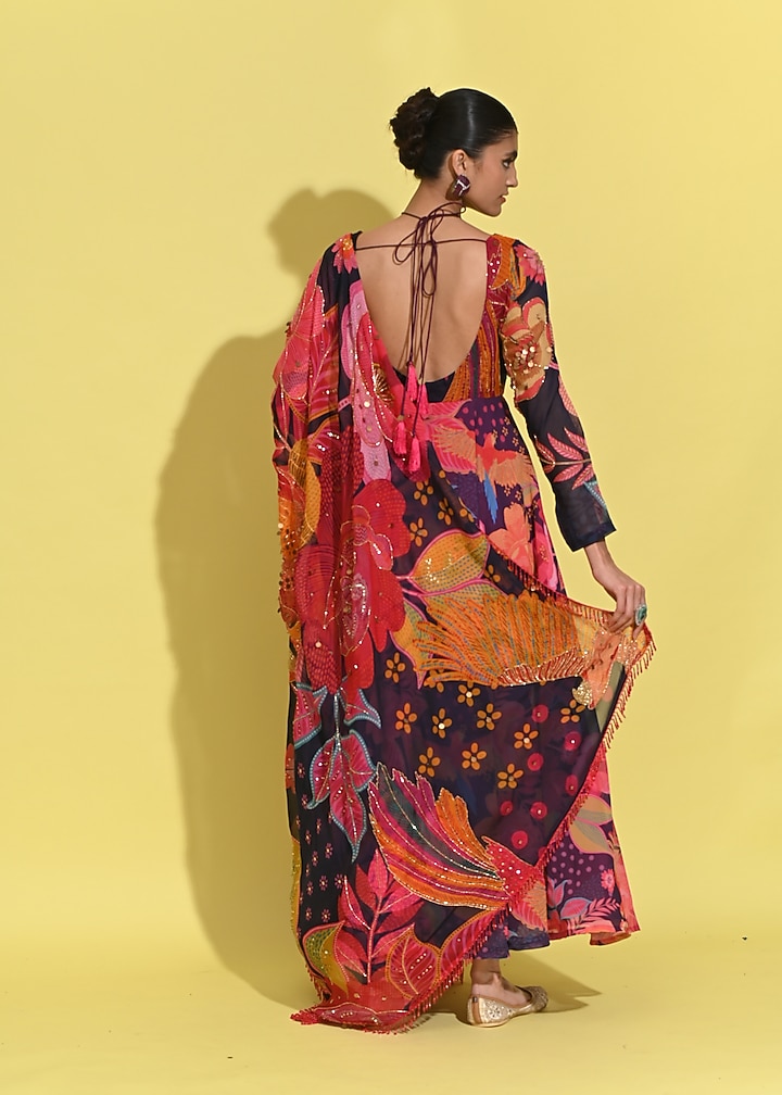 Purple Organza & Crepe Wedding Anarkali Set by Rishi & Vibhuti at Pernia's Pop Up Shop