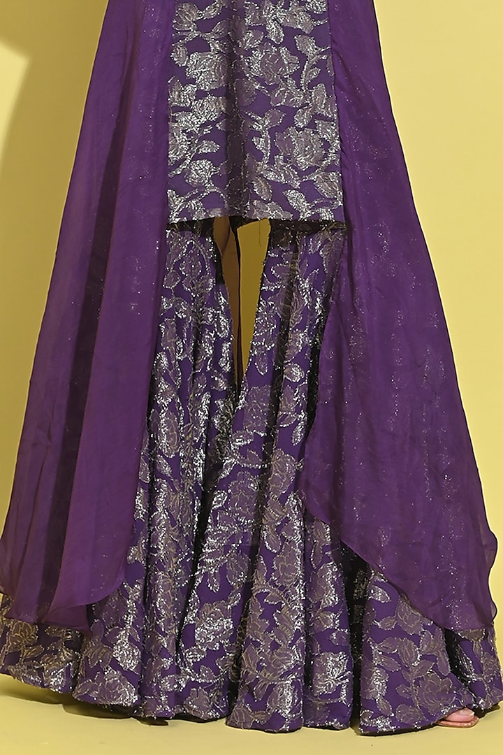 Purple Georgette & Jacquard Kurta Set by Rishi & Vibhuti at Pernia's Pop Up Shop